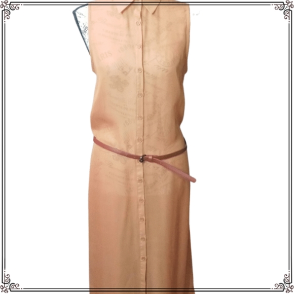 Ali & Kris Tan Sheer Button Down Sleeveless Maxi Dress - Picture 9 of 13